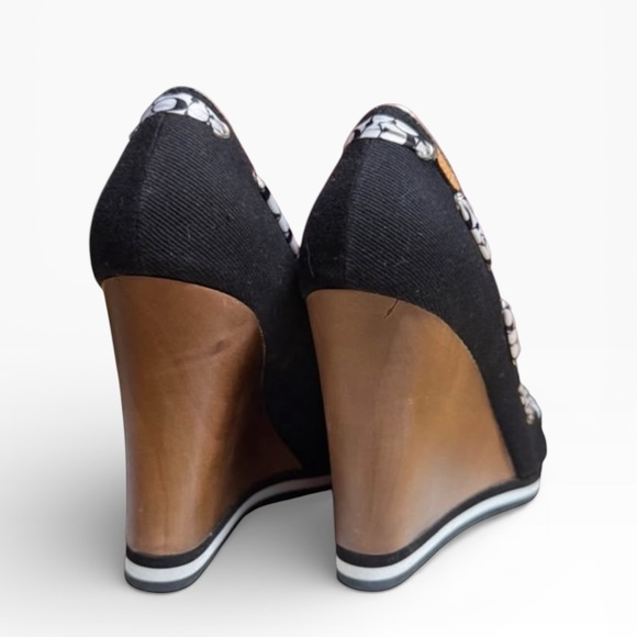 NEW COACH THALIA Black & White
Denin Peep Toe wedge shoes
WOMENS 8.5 NBW - Picture 4 of 5